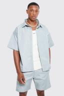 Mens Sage Short Sleeve Boxy Quilted Shirt & Short Set