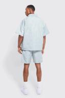 Mens Sage Short Sleeve Boxy Quilted Shirt & Short Set