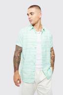 Mens Sage Short Sleeve Linen Marl Shirt
