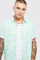 Mens Sage Short Sleeve Linen Marl Shirt