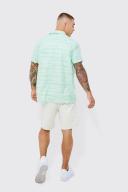 Mens Sage Short Sleeve Linen Marl Shirt