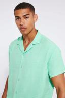 Mens Sage Short Sleeve Oversized Linen Revere Shirt