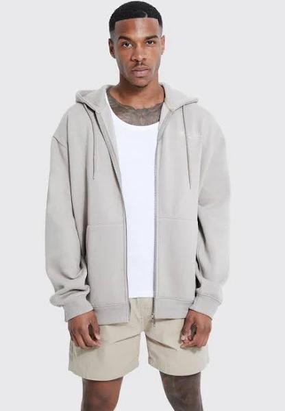 Mens Sage Silver Official Man Zip Through Hoodie