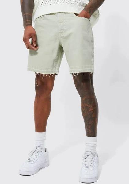 Mens Sage Slim Fit Overdye Denim Shorts