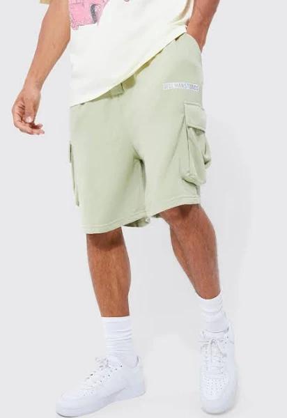 Mens Sage Tall Oversized Drop Crotch Ruched Cargo Short