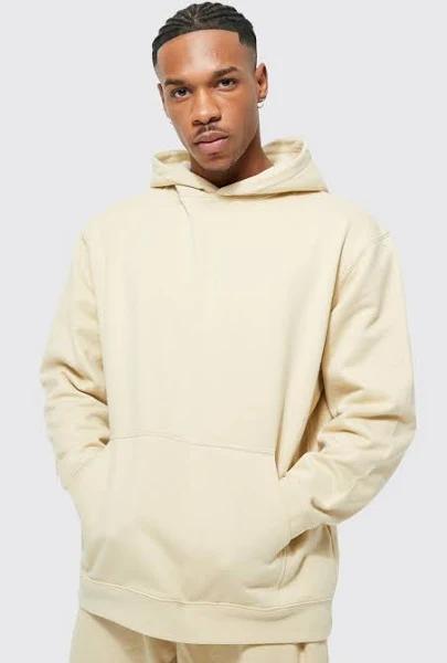 Mens Sand Basic Oversized Fit Hoodie