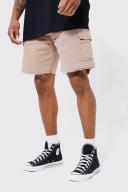 Mens Sand Fixed Relaxed Cargo Zip Pocket Short