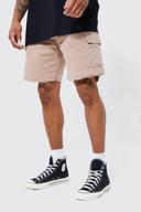 Mens Sand Fixed Relaxed Cargo Zip Pocket Short