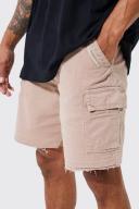 Mens Sand Fixed Relaxed Cargo Zip Pocket Short