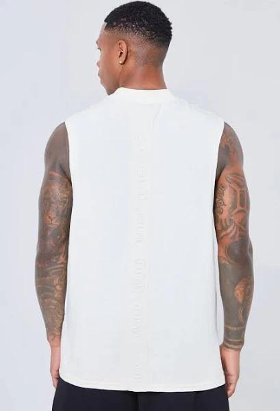 Mens Sand Limited Embossed Drop Armhole Vest