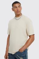 Mens Sand Oversized Extended Neck Cupids Love T-Shirt