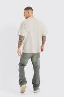 Mens Sand Oversized Extended Neck Heavy T-Shirt