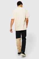 Mens Sand Oversized Extended Neck T-Shirt