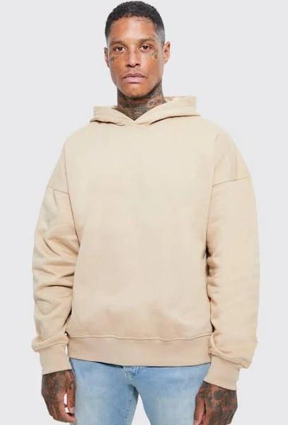 Mens Sand Oversized Heavyweight Hoodie