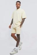 Mens Sand Oversized LMTD T-Shirt & Gusset Crotch Short Set