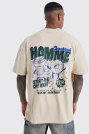 Mens Sand Tall Oversized Heavyweight Vibes T-Shirt