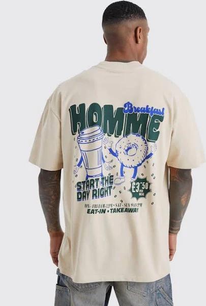 Mens Sand Tall Oversized Heavyweight Vibes T-Shirt