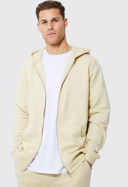 Mens Sand Tall Regular Fit Zip Through Hoodie