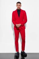 Mens Skinny Red Suit Trousers