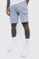 Mens Slate Blue Loose Slanted Cargo Jersey Short