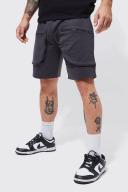 Mens Slate Blue Relaxed Fit Mid Length 3D Pocket Cargo Short