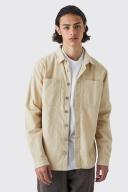 Mens Stone Cord Cargo Overshirt