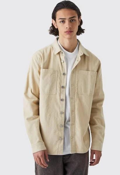 Mens Stone Cord Cargo Overshirt