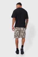 Mens Stone Elastic Relaxed Camo Toggle Hem Cargo Short