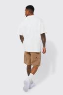 Mens Stone Fixed Waist Cargo Pocket Relaxed Fit Short