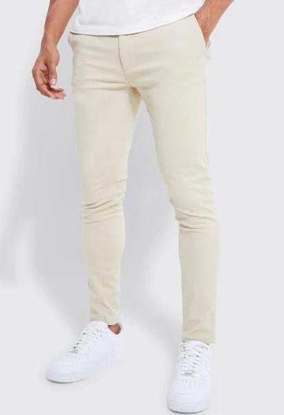 Mens Stone Fixed Waist Skinny Chino Trouser