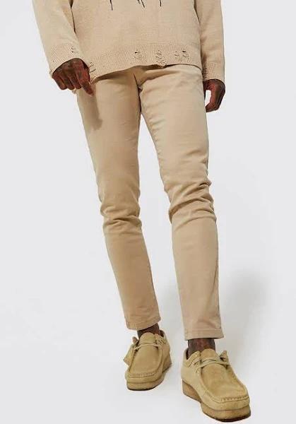 Mens Stone Fixed Waist Skinny Fit Chino Trouser