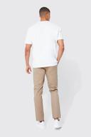 Mens Stone Fixed Waist Slim Fit Textured Chino