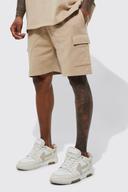 Mens Stone Loose Fit Panelled Cargo Shorts