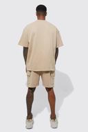 Mens Stone Loose Fit Panelled Cargo Shorts
