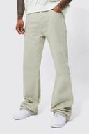 Mens Stone Overdyed Baggy Flare Jeans