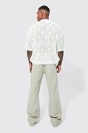 Mens Stone Overdyed Baggy Flare Jeans