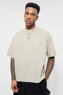Mens Stone Oversized Extended Neck Boxy T-Shirt