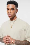 Mens Stone Oversized Extended Neck Boxy T-Shirt
