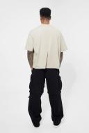 Mens Stone Oversized Extended Neck Boxy T-Shirt