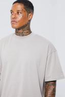 Mens Stone Oversized Extended Neck Heavy T-Shirt