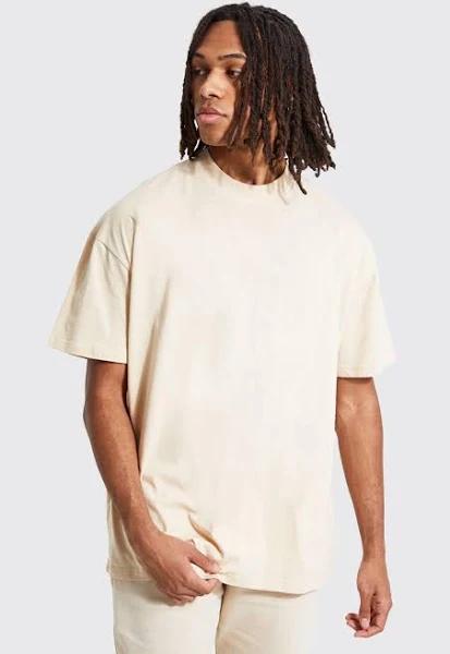 Mens Stone Oversized Extended Neck T-Shirt