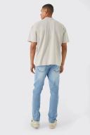 Mens Stone Oversized Heavyweight Extended Neck T-Shirt