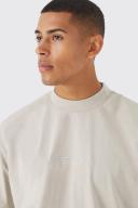 Mens Stone Oversized Heavyweight Extended Neck T-Shirt