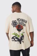 Mens Stone Plus Oversized Pixilated Graffiti Floral T-Shirt