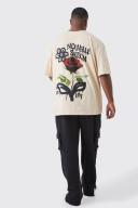 Mens Stone Plus Oversized Pixilated Graffiti Floral T-Shirt