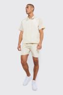 Mens Stone Short Sleeve Boxy Shirt & Short Set