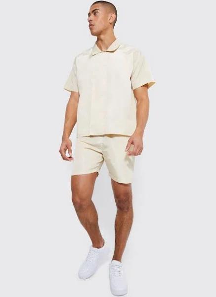 Mens Stone Short Sleeve Boxy Shirt & Short Set