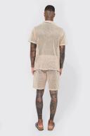 Mens Stone Short Sleeve Open Weave Shirt and Short Set