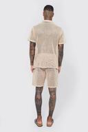 Mens Stone Short Sleeve Open Weave Shirt and Short Set