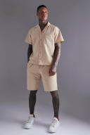 Mens Stone Short Sleeve Revere Boxy Technical Shirt & Short Set